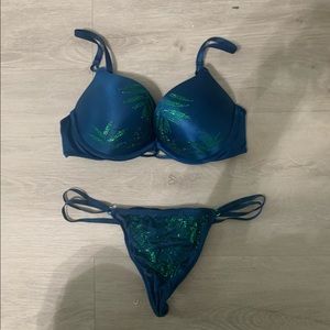 Victoria secret bombshell plunge rhinestone bra set